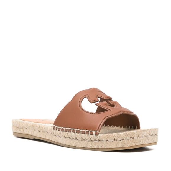 Gucci Carlos Interlocking GG Cut Out Slide Espadrille Sandals in Brown - Picture 4 of 16